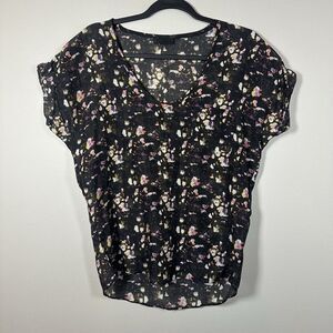 Love Richard Chai Small Black Pink‎ Multicolor Silk Blend Short Sleeve Blouse
